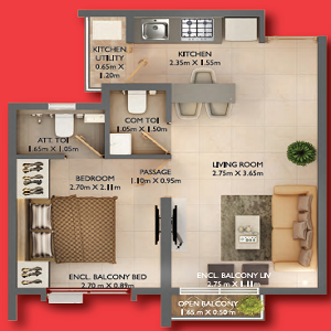 Dosti Greater Thane Kalher 1BHK Floor Plan
