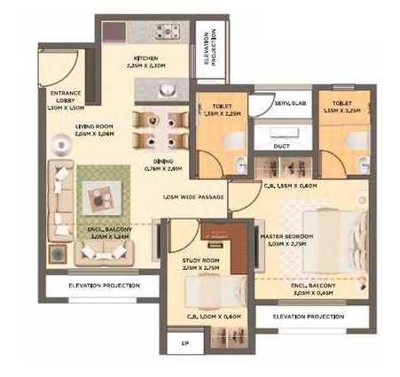 Dosti Mezzo 22 Sion 1BHK Plan