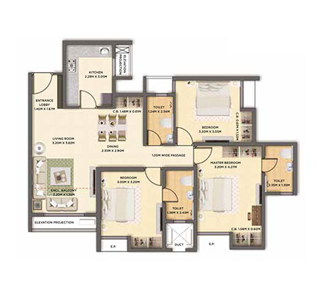 Dosti Sion 3BHK Plan