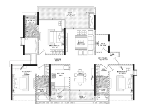 Dosti Sky Wadala 3BHK Plan